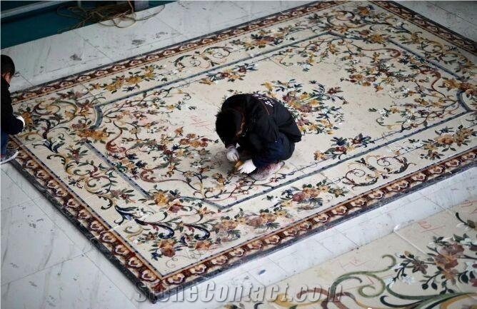 Decorative Marble and White Onyx Carpet Medallions for Floor