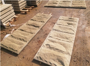 Sandstone Bricks Beige Mushroomed Exterior Wall