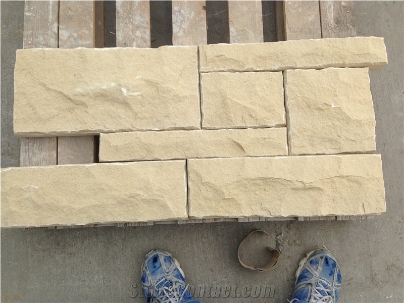 Sawn Sandstone Masonries Beige Sandstone Bricks for Building Stones