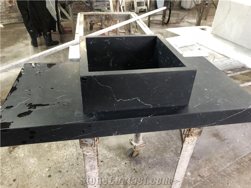 Solid Marble Vessel Sinks Black Marquina Farm Sinks Solid Surface