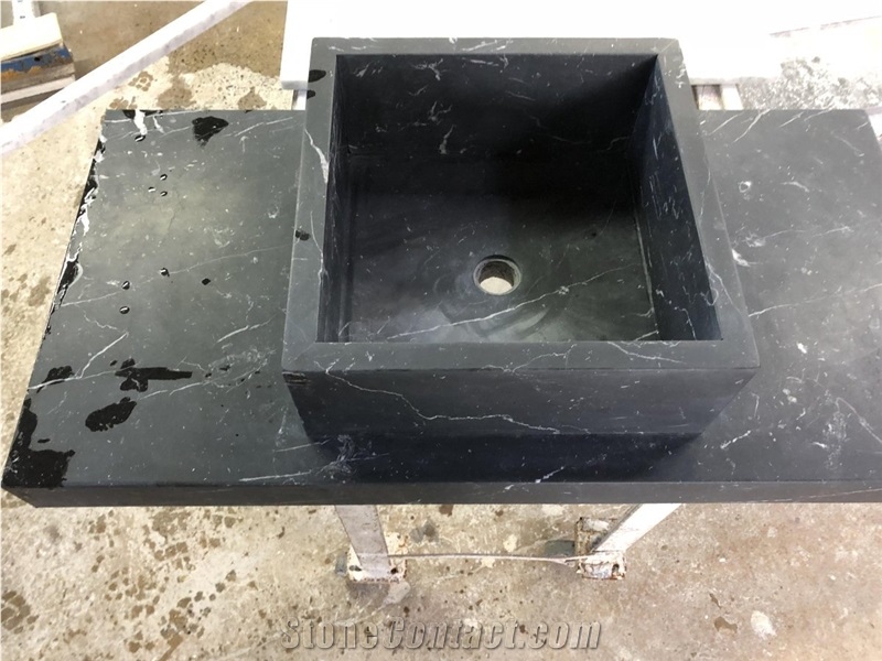 Solid Marble Vessel Sinks Black Marquina Farm Sinks Solid Surface