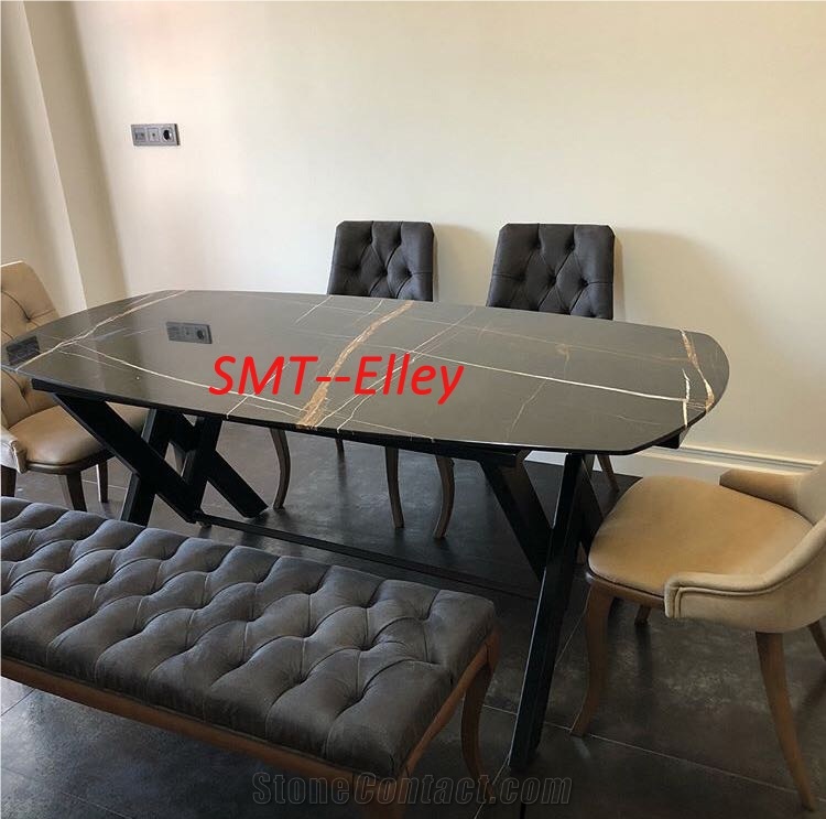 St Laurent Marble Office Table Sahara Noir Office Meeting Tables