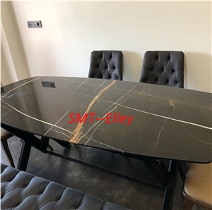St Laurent Marble Office Table Sahara Noir Office Meeting Tables
