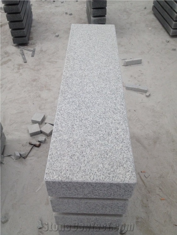 All Surface Flamed Bush Hammered Grey Granite Block Steps to Germany