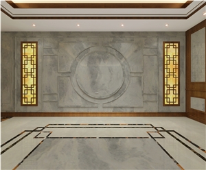 China Snow White Blue Lines Marble Slabs For Sale Light transmit Hotel