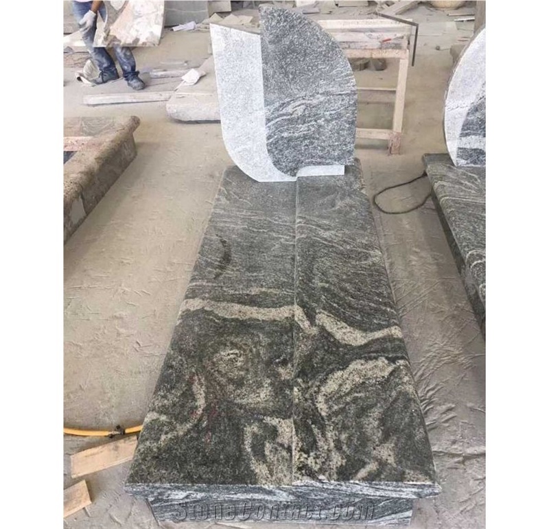 Grey Natural Stone Granite Memorial Monument with Simple Design