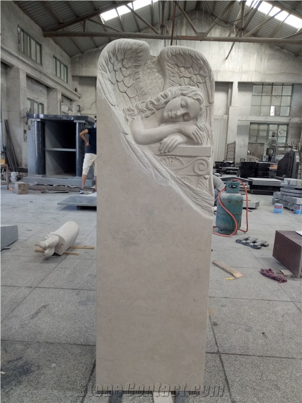 Ocean Beige Angel Carving Monuments China Professional Manufactory