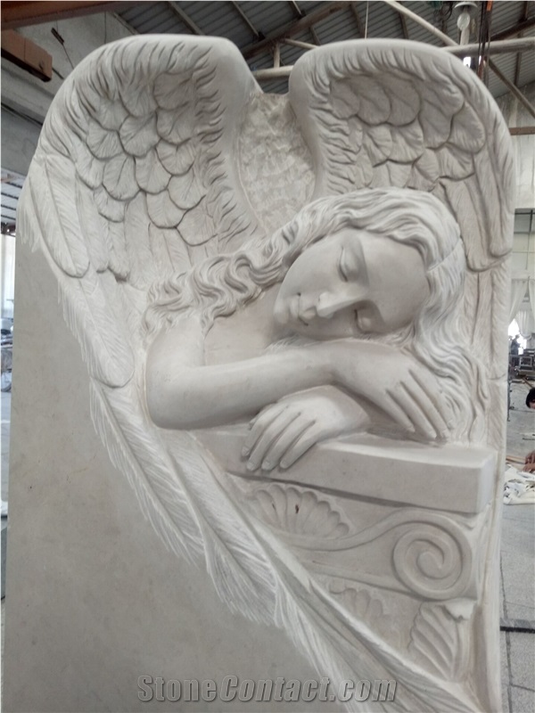Ocean Beige Angel Carving Monuments China Professional Manufactory
