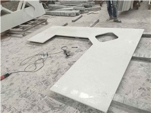 Professional Prefeb White Quartz Kitchen Countertop China Manufactory