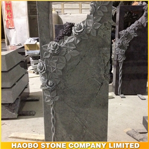 Silver Grey German Monuments Rose Headstone Engraved Monuments