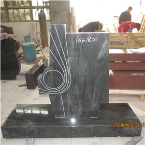 Special Shape Tropical Green Granite Memorial Monument with Engraving