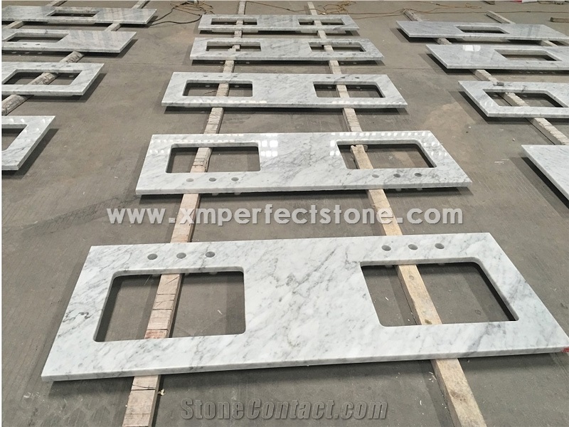 Bathroom Vanity Tops Carrara Top with Two Sink,Good Quality,No Crack