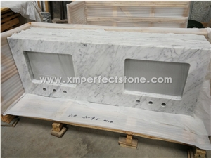 Bathroom Vanity Tops Carrara Top with Two Sink,Good Quality,No Crack