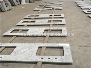 Bathroom Vanity Tops Carrara Top with Two Sink,Good Quality,No Crack