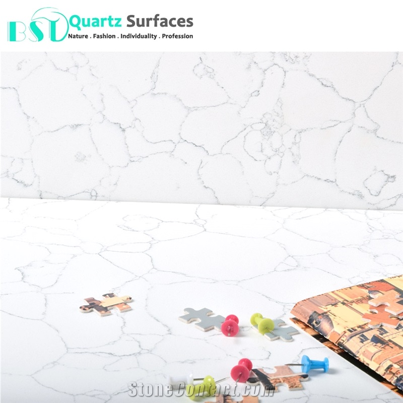 Carrara Custom Cut White Marble Quartz Table Tops