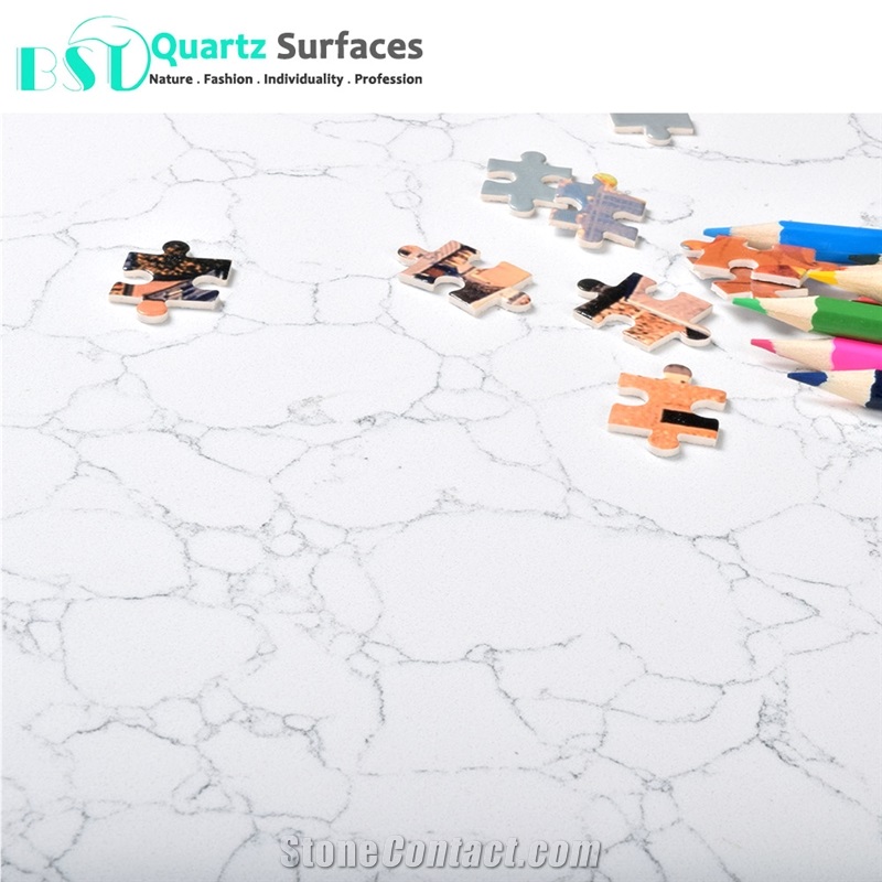 Carrara Custom Cut White Marble Quartz Table Tops