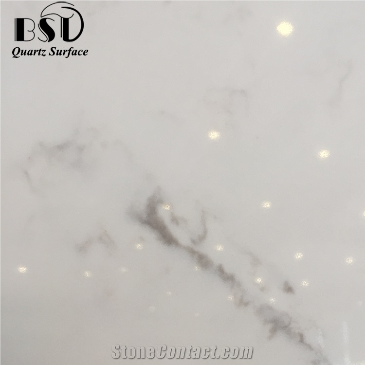 Carrara White Marble Looks Quartz Slabs for Sale