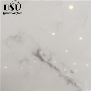 Carrara White Marble Looks Quartz Slabs for Sale