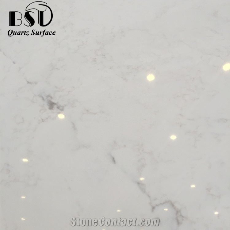 Carrara White Marble Looks Quartz Slabs for Sale