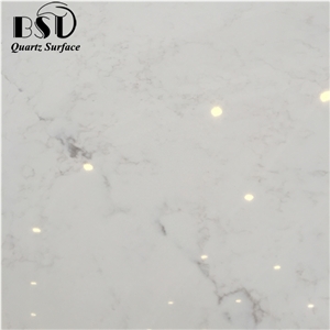 Carrara White Marble Looks Quartz Slabs for Sale