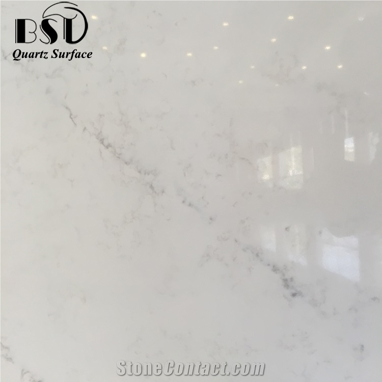Carrara White Marble Looks Quartz Slabs for Sale