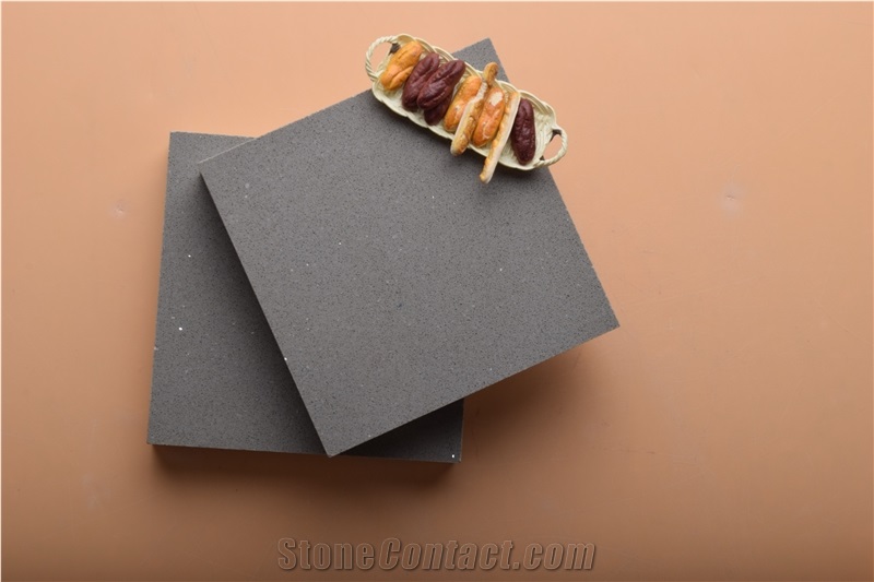 Light Grey Sparkle Quartz Slabs for Countertops China