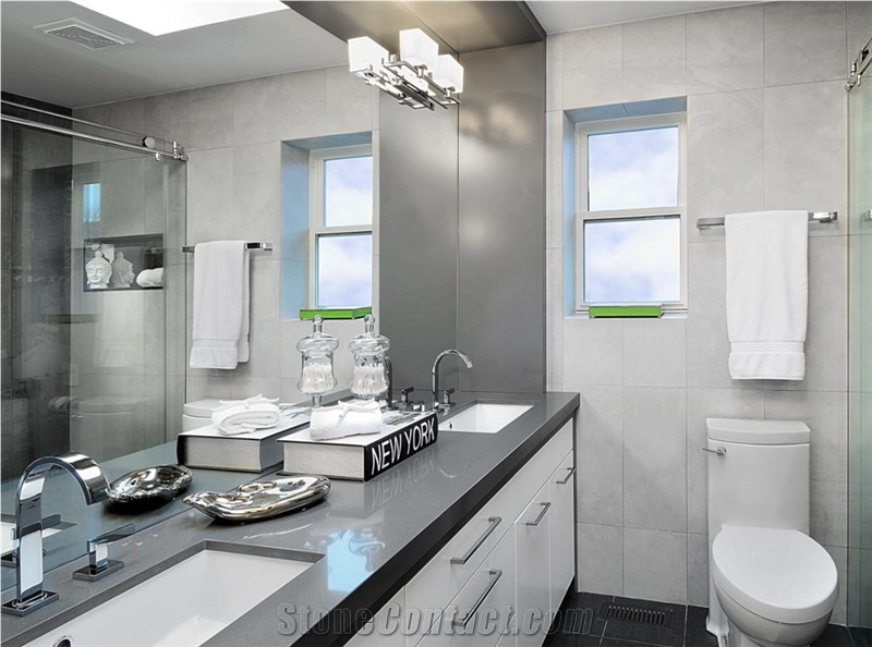 Light Grey Sparkle Quartz Slabs for Countertops China