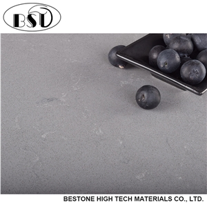 Misty Grey Marble Looking Engineered Quartz Kitchen Countertop