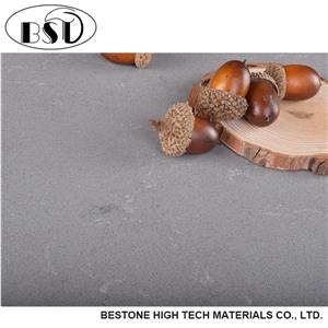 Misty Grey Marble Looking Engineered Quartz Kitchen Countertop