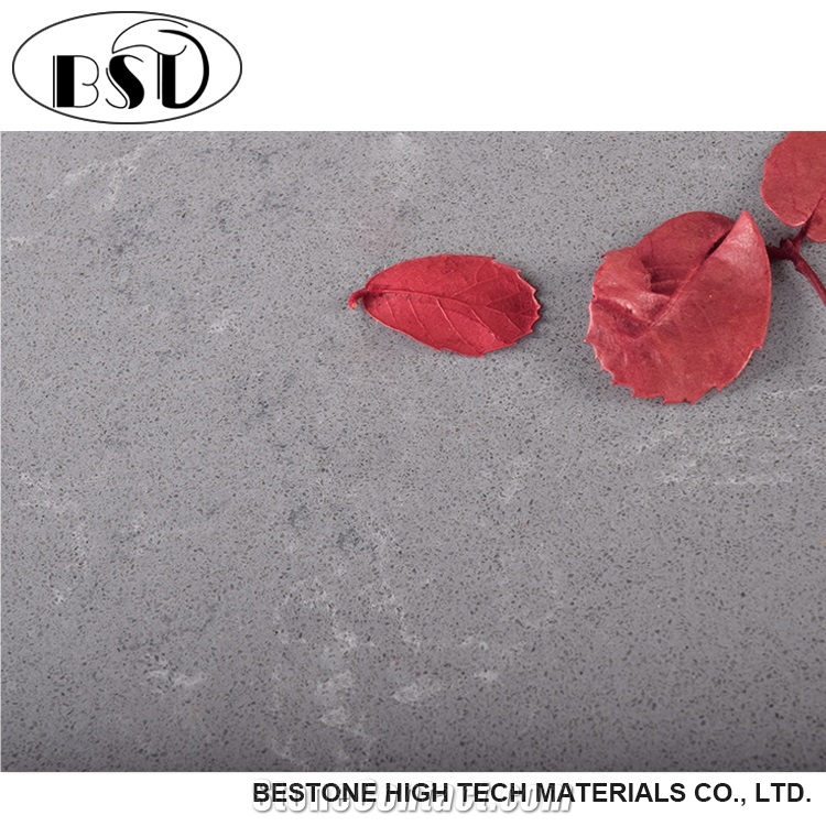 Misty Grey Marble Looking Engineered Quartz Kitchen Countertop