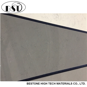 Misty Grey Marble Looking Engineered Quartz Kitchen Countertop