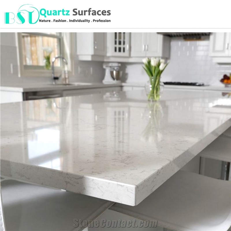 Polishing Carrara Quartz Kitchen Countertops