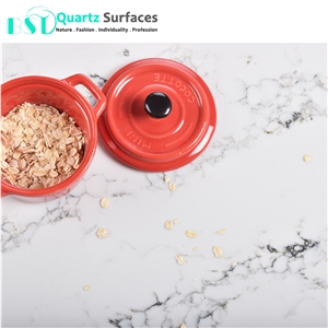 Translucent Veins Calacatta White Quartz Stone Countertops