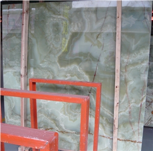 China Natural Stone Background Backlit Wall Panel Slab Green Onyx