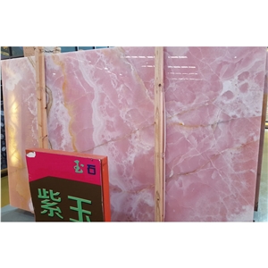 Wall Panel Interior Pink Marble Slab Chinese Transparent Onyx Stone