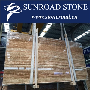 China Polished Bookmatch Beige Onyx/Crystal Translucent Wooden Honey