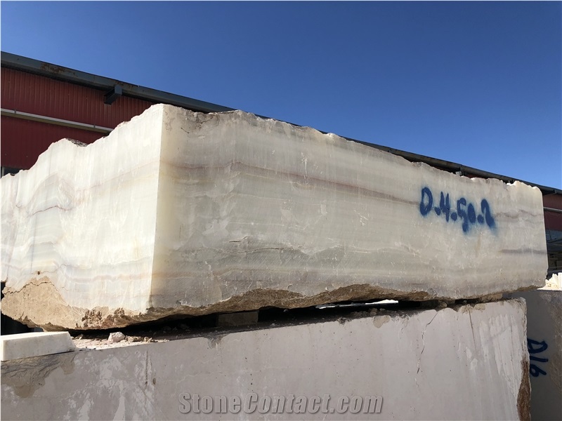 Golden White Onyx Block, Iran White Onyx