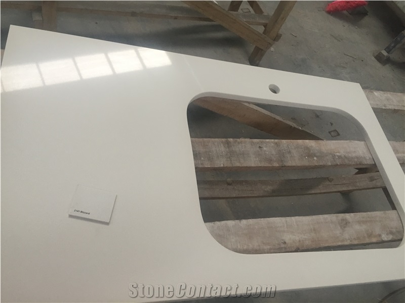 2141 Pure White Quartz Vanity / High Quality Bath Tops