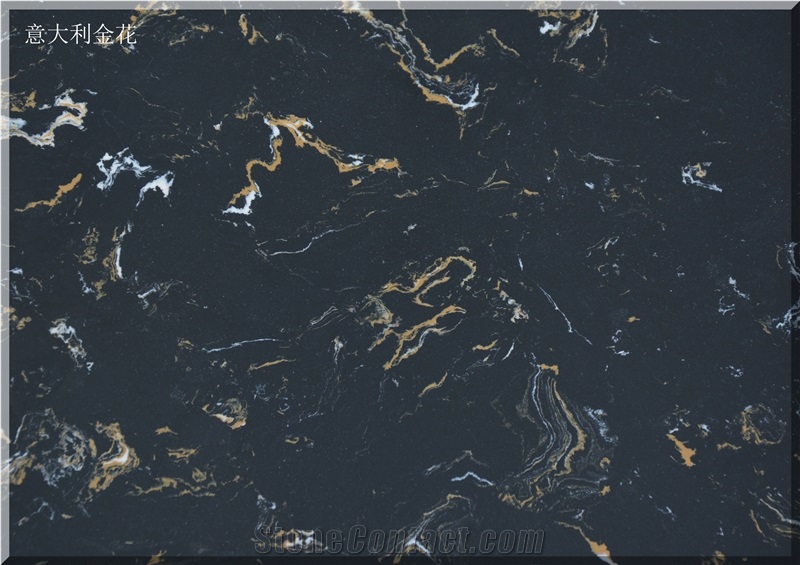 Black Ls-P034 Artificial Stone Slabs&Tiles Flooring&Walling