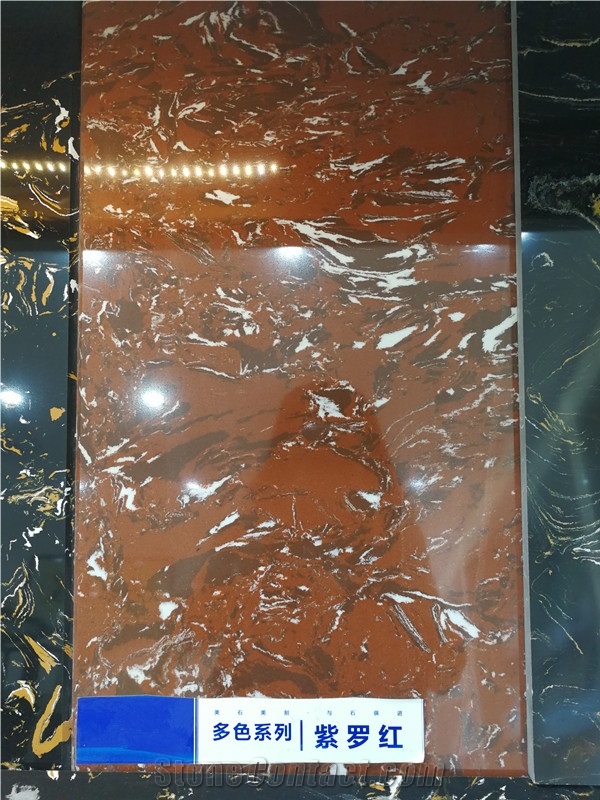 Ls-P027 Purple Red Artificial Stone Slabs&Tiles Flooring&Walling