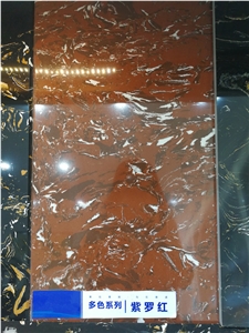 Ls-P027 Purple Red Artificial Stone Slabs&Tiles Flooring&Walling