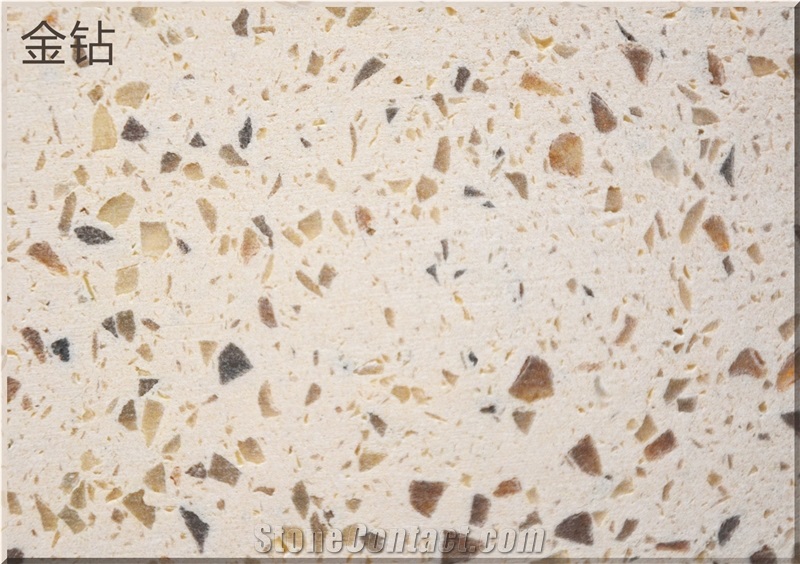 Ls-Q001 Gold Diamond / Artificial Stone Tiles & Slabs