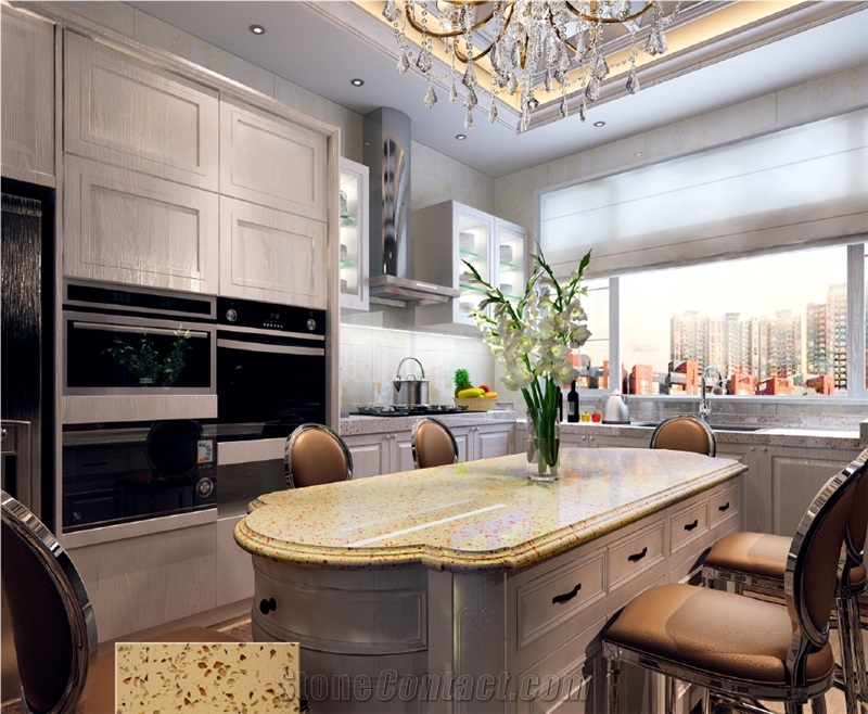 Ls-Q001 Gold Diamond / Artificial Stone Tiles & Slabs