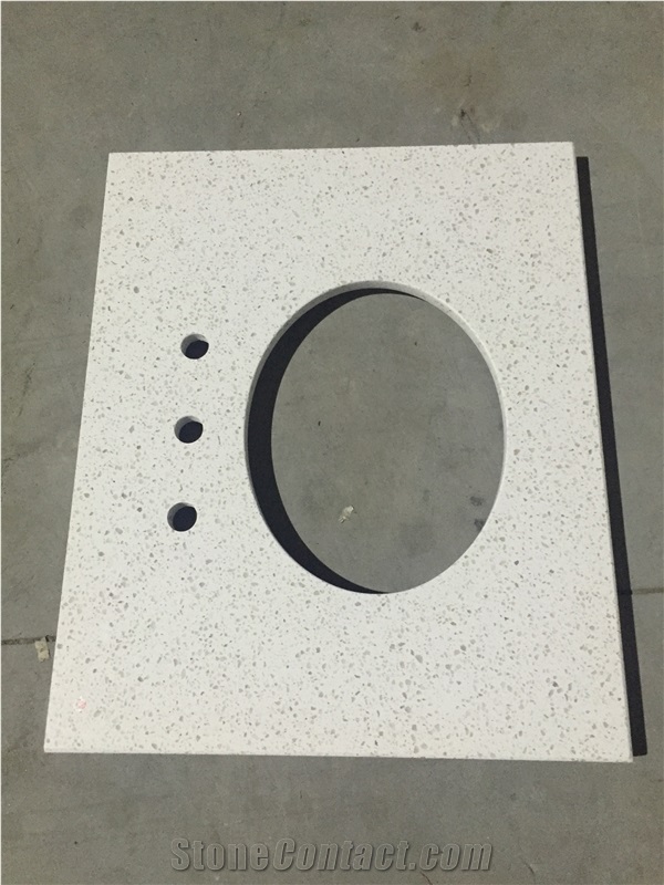 P005 White Mirror Fleck Quartz Vanity / High Quality Bath Tops