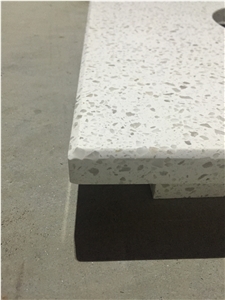 P005 White Mirror Fleck Quartz Vanity / High Quality Bath Tops