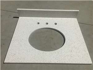 P005 White Mirror Fleck Quartz Vanity / High Quality Bath Tops