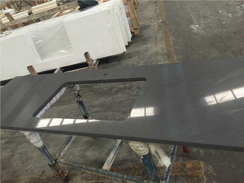 Pure Grey Quartz-P009-Countertop
