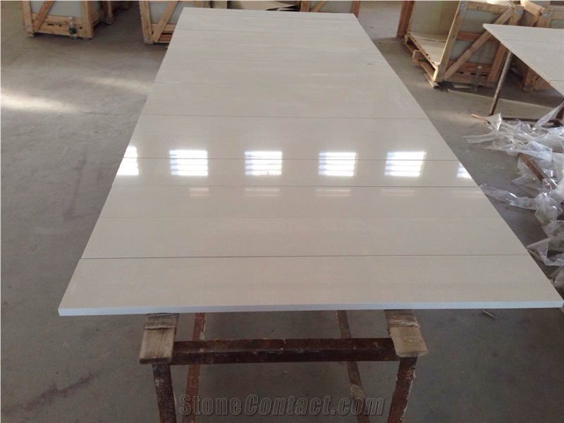 Pure White Project Show Kitchen Quartz Countertop Bench Tops Bar Top