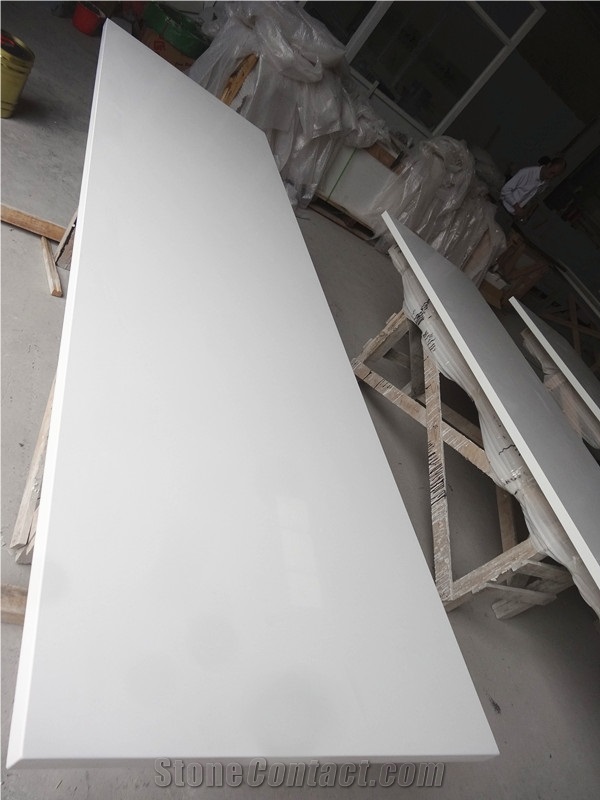 Pure White Quartz-Countertop Bench Tops Desk Tops Island Tops