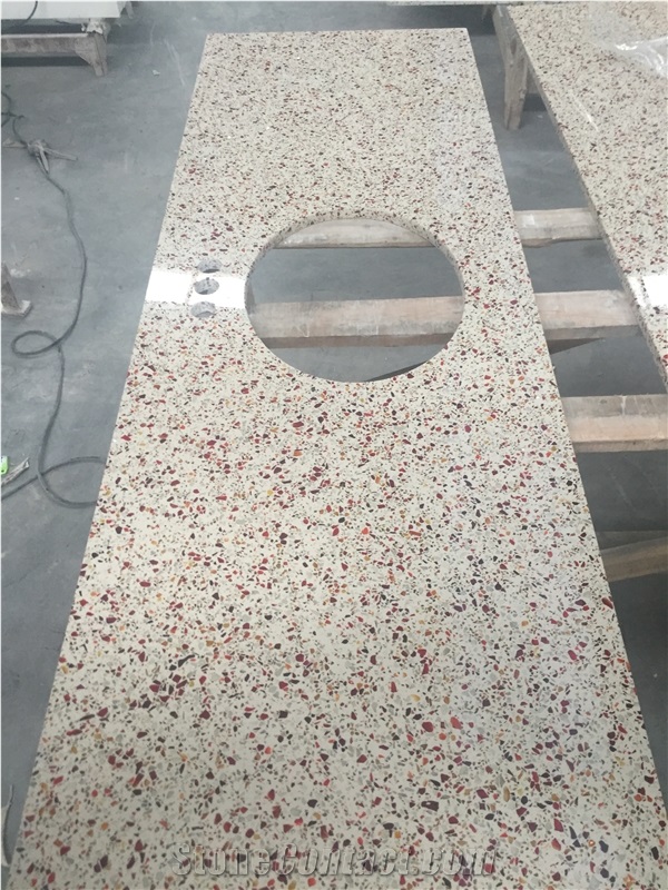 Red Mirror Quartz Countertop / High Quality Kitchen Tops